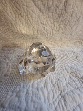 Stamped Crystal Belgium Rock Shaped Faceted  Paperweight